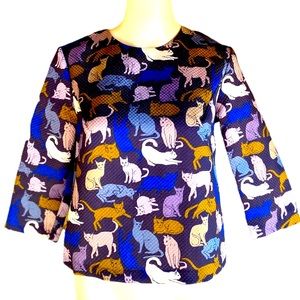 H&M Cats Print 3/4 Sleeves Split Back